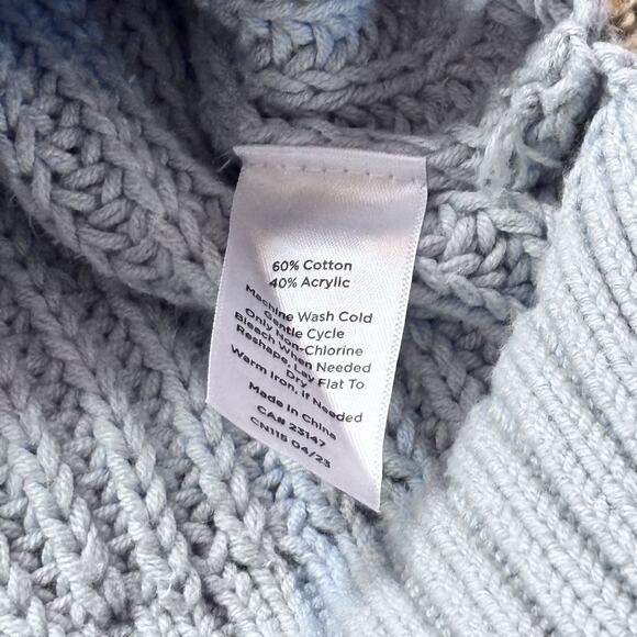 Haven Well Within Shaker Knit Funnel Neck Sweater Pale Blue Chunky Women's Large - Picture 6 of 6